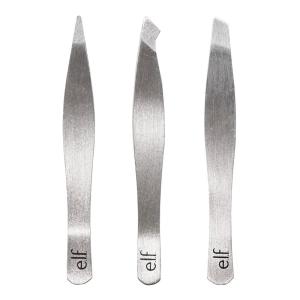 imageelf Tweezer Trio Kit Three Mini Eyebrow Tweezers For Shaping Defining ampamp Grooming Brows Great For Touchups On The Go Vegan ampamp CrueltyFreeSilver
